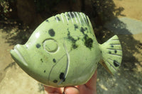 Polished Leopard Stone Fish Carvings x 3 From Zimbabwe