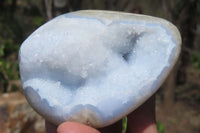 Polished Blue Lace Agate Geodes x 3 From Nsanje, Malawi