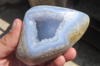 Polished Blue Lace Agate Geodes x 3 From Nsanje, Malawi