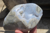 Polished Blue Lace Agate Geodes x 3 From Nsanje, Malawi