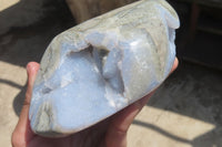 Polished Blue Lace Agate Geodes x 3 From Nsanje, Malawi