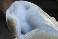 Polished Blue Lace Agate Geodes x 3 From Nsanje, Malawi