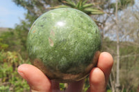 Polished Green Chrysoprase Spheres x 2 From Madagascar