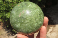 Polished Green Chrysoprase Spheres x 2 From Madagascar