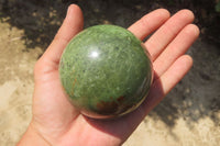 Polished Green Chrysoprase Spheres x 2 From Madagascar