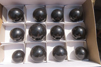 Polished Black Basalt Spheres x 12 From Madagascar