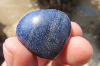 Polished Blue Lazulite Gemstone Hearts x 35 From Madagascar