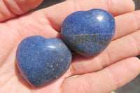 Polished Blue Lazulite Gemstone Hearts x 35 From Madagascar