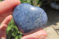 Polished Blue Lazulite Gemstone Hearts x 35 From Madagascar