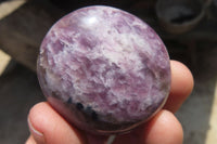 Polished Lepidolite with Pink Rubellite Palm Stones x 20 From Madagascar