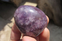 Polished Lepidolite with Pink Rubellite Palm Stones x 20 From Madagascar