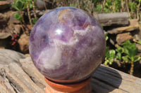 Polished Smokey Chevron Amethyst Sphere x 1 From Madagascar