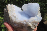 Natural Blue Lace Agate Geode Specimens x 3 From Nsanje, Malawi