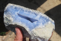 Natural Blue Lace Agate Geode Specimens x 3 From Nsanje, Malawi