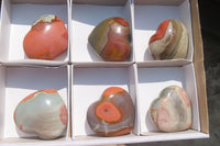 Polished Polychrome Jasper Gemstone Hearts x 6 From Madagascar