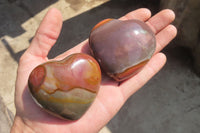 Polished Polychrome Jasper Gemstone Hearts x 6 From Madagascar