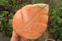 Polished Orange Twist Calcite Leaf Sculpture x 1 From Maevantanana, Madagascar