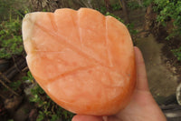 Polished Orange Twist Calcite Leaf Sculpture x 1 From Maevantanana, Madagascar