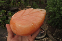 Polished Orange Twist Calcite Leaf Sculpture x 1 From Maevantanana, Madagascar