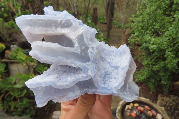 Natural Etched Blue Chalcedony Specimens x 3 From Nsanje, Malawi