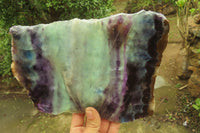 Polished Watermelon Fluorite Slice x 1 From Uis, Namibia