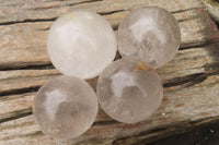 Polished Clear Quartz Crystal Balls x 4 From Madagascar