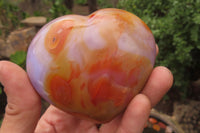 Polished Carnelian Gemstone Hearts x 4 From Madagascar