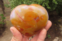 Polished Carnelian Gemstone Hearts x 4 From Madagascar