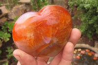 Polished Carnelian Gemstone Hearts x 4 From Madagascar