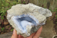 Natural Blue Lace Agate Geode Specimens x 3 From Nsanje, Malawi