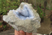 Natural Blue Lace Agate Geode Specimens x 3 From Nsanje, Malawi