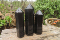 Polished Black Basalt Points x 6 From Antsirabe, Madagascar