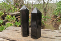 Polished Black Basalt Points x 6 From Antsirabe, Madagascar