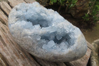 Polished Blue Celestite Egg Geode x 1 From Sakoany, Madagascar