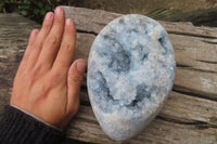 Polished Blue Celestite Egg Geode x 1 From Sakoany, Madagascar