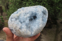 Polished Blue Celestite Egg Geode x 1 From Sakoany, Madagascar