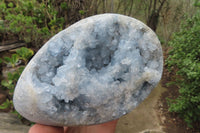 Polished Blue Celestite Egg Geode x 1 From Sakoany, Madagascar