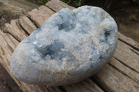 Polished Blue Celestite Egg Geode x 1 From Sakoany, Madagascar