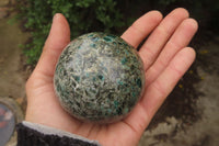 Polished Rare Emerald Mica In Matrix Spheres x 2 From Mutoko, Zimbabwe