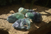 Natural Watermelon Fluorite Cobbed Specimens x 4 From Uis, Namibia