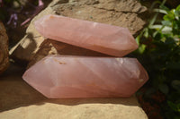 Polished Double Terminated Rose Quartz Points x 2 Madagascar