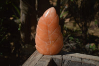 Polished Orange Twist Calcite Leaf Sculpture x 1 From Maevantanana, Madagascar