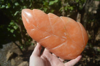 Polished Orange Twist Calcite Leaf Sculpture x 1 From Maevantanana, Madagascar