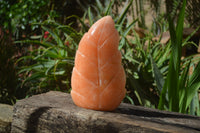 Polished Orange Twist Calcite Leaf Sculpture x 1 From Maevantanana, Madagascar