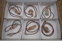 Polished Mixed Copper Wire Wrapped Pendants x 6 From Southern Africa