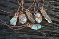 Polished Mixed Copper Wire Wrapped Pendants x 6 From Southern Africa