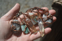 Polished Mixed Copper Wire Wrapped Pendants x 6 From Southern Africa