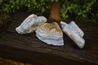 Natural Crystalline Blue Lace Agate Specimens x 3 From Namibia