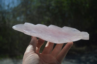 Polished Rose Quartz Leaf Dishes x 2 From Madagascar