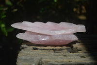 Polished Rose Quartz Leaf Dishes x 2 From Madagascar